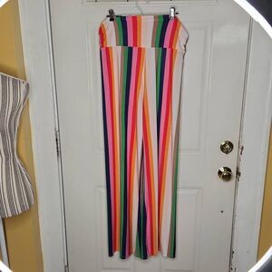 Venus striped wide leg lightweight pants women's size L